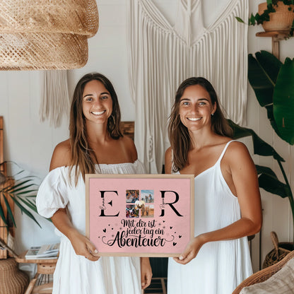 Beste Freundinnen Poster mit Initialien Namen und Fotos Geschenk