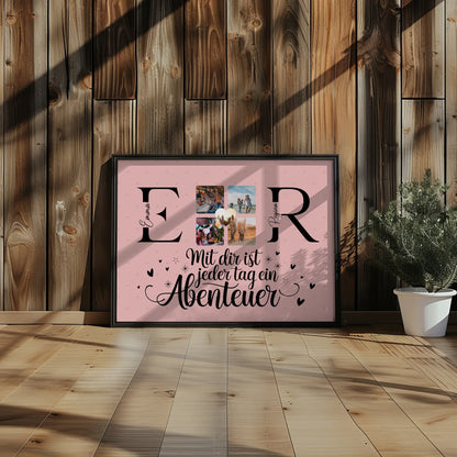 Beste Freundinnen Poster mit Initialien Namen und Fotos Geschenk