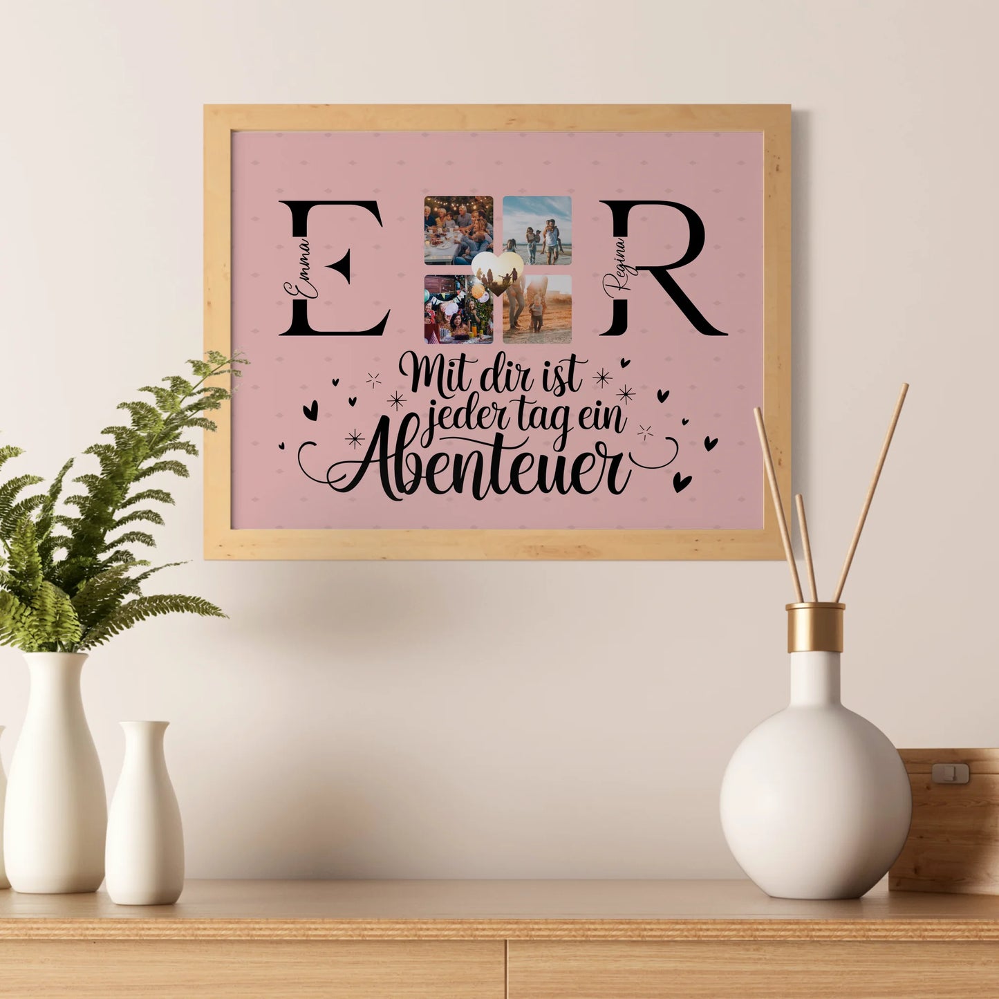 Beste Freundinnen Poster mit Initialien Namen und Fotos Geschenk