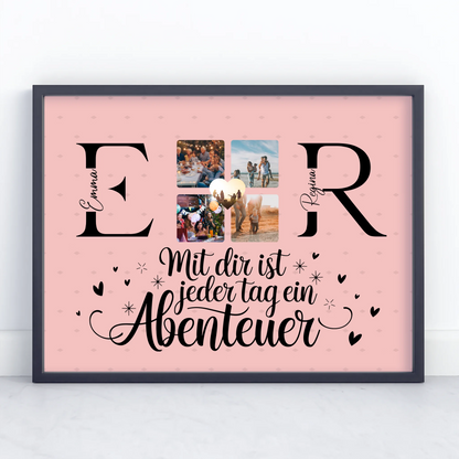 Beste Freundinnen Poster mit Initialien Namen und Fotos Geschenk