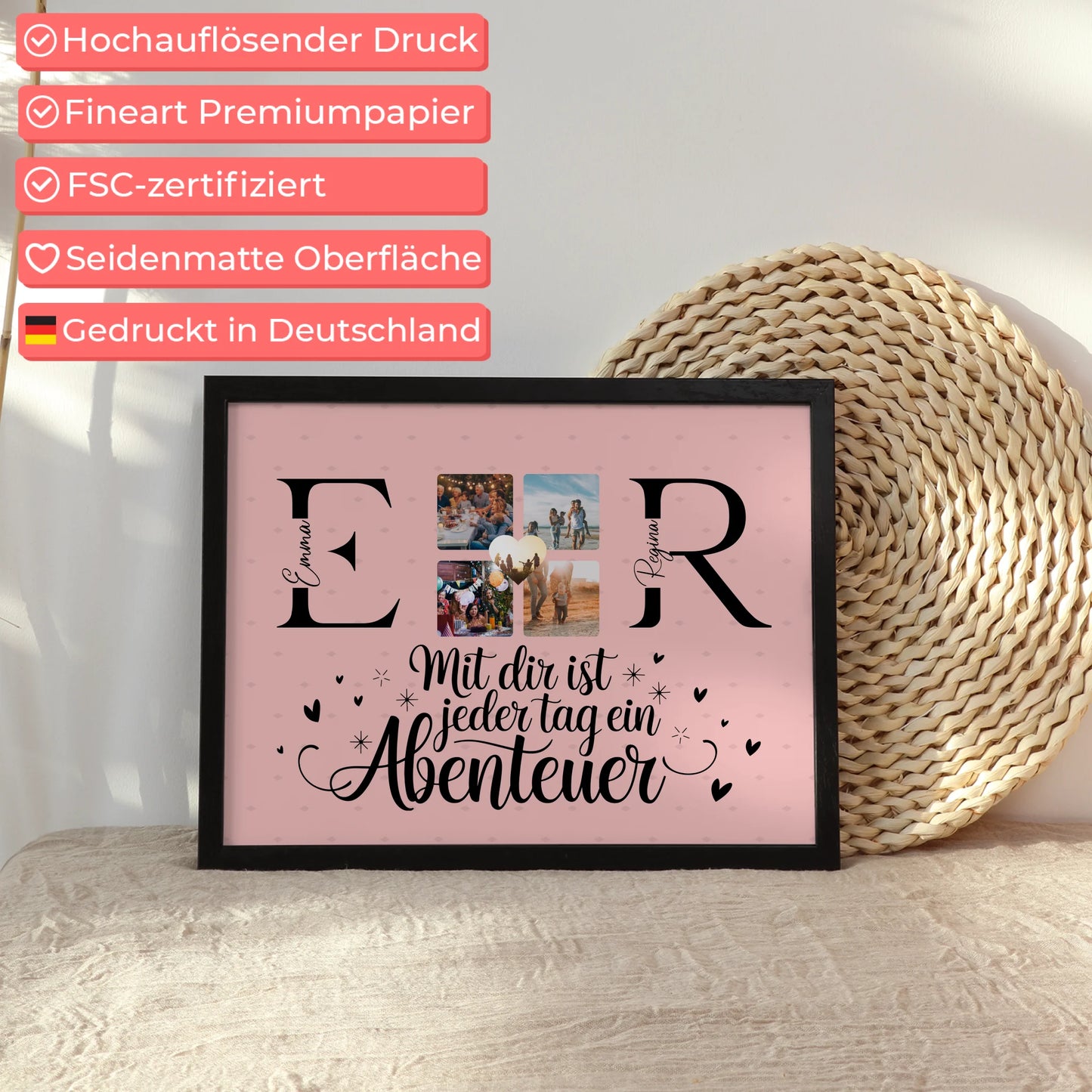 Beste Freundinnen Poster mit Initialien Namen und Fotos Geschenk