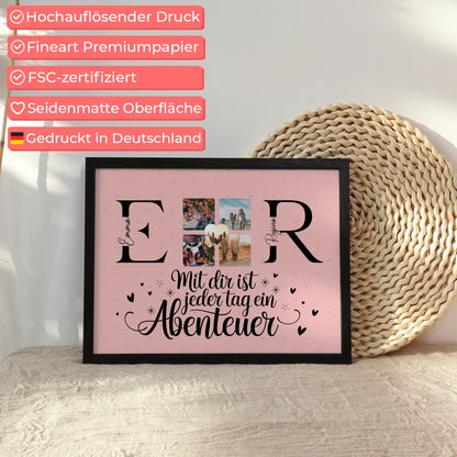 Beste Freundinnen Poster mit Initialien Namen und Fotos Geschenk