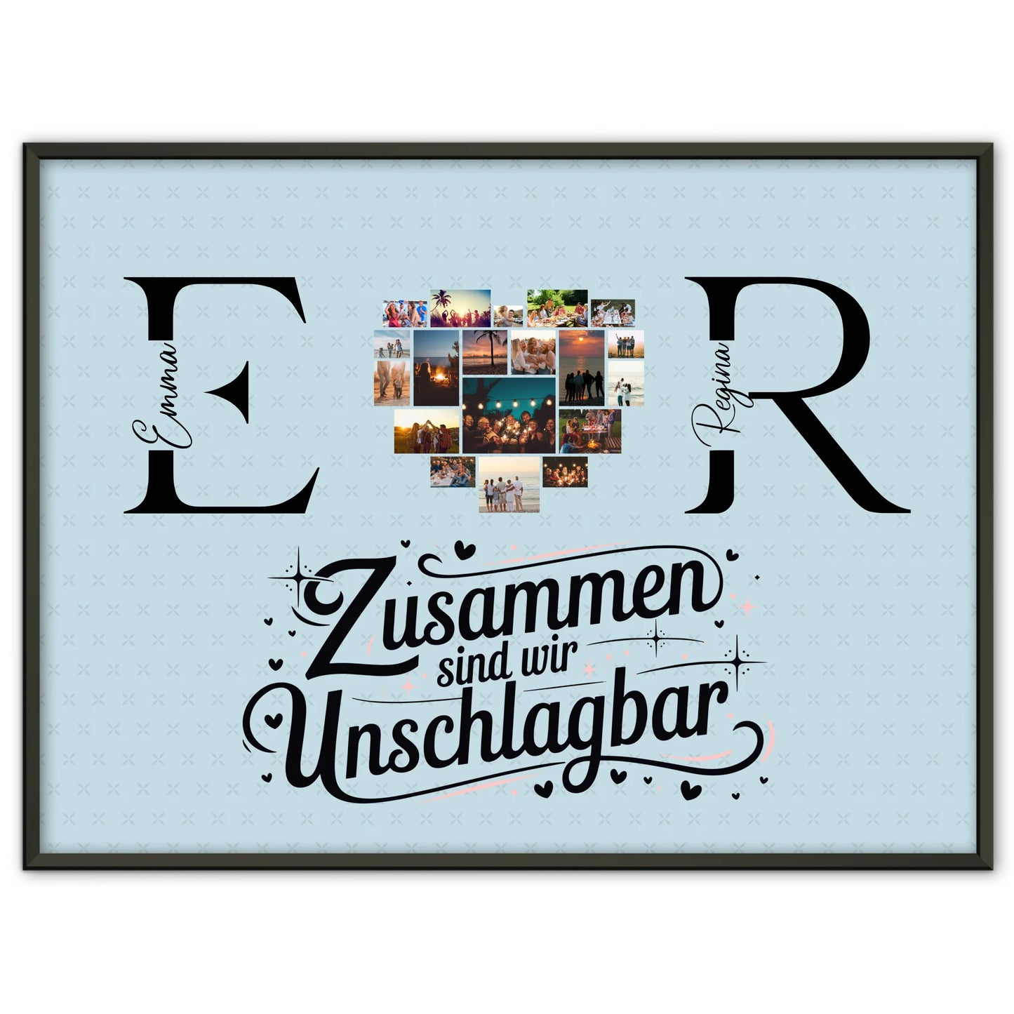 Freundinnen Poster mit Fotos Initialien und Namen Personalisiert