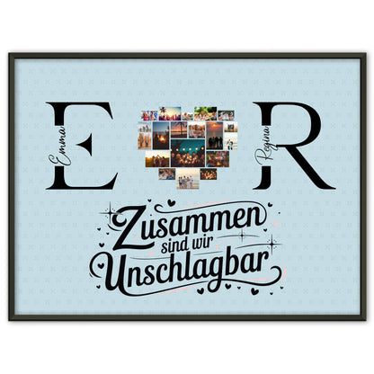 Freundinnen Poster mit Fotos Initialien und Namen Personalisiert