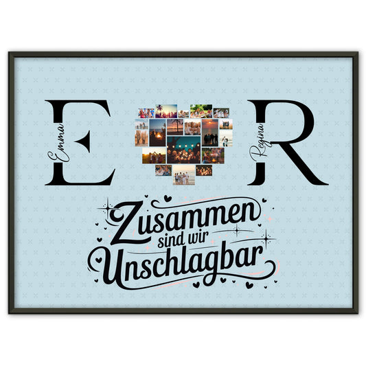 Freundinnen Poster mit Fotos Initialien und Namen Personalisiert