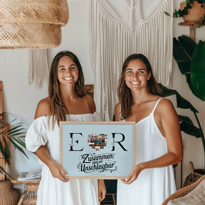 Freundinnen Poster mit Fotos Initialien und Namen Personalisiert