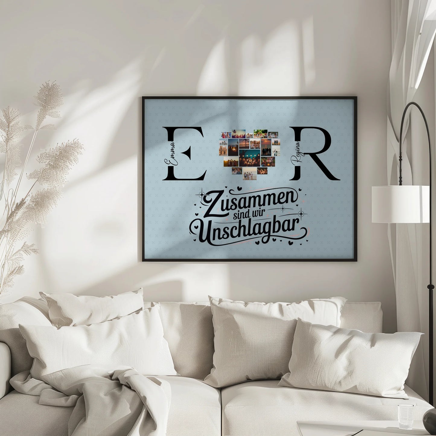 Freundinnen Poster mit Fotos Initialien und Namen Personalisiert