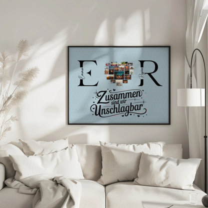 Freundinnen Poster mit Fotos Initialien und Namen Personalisiert