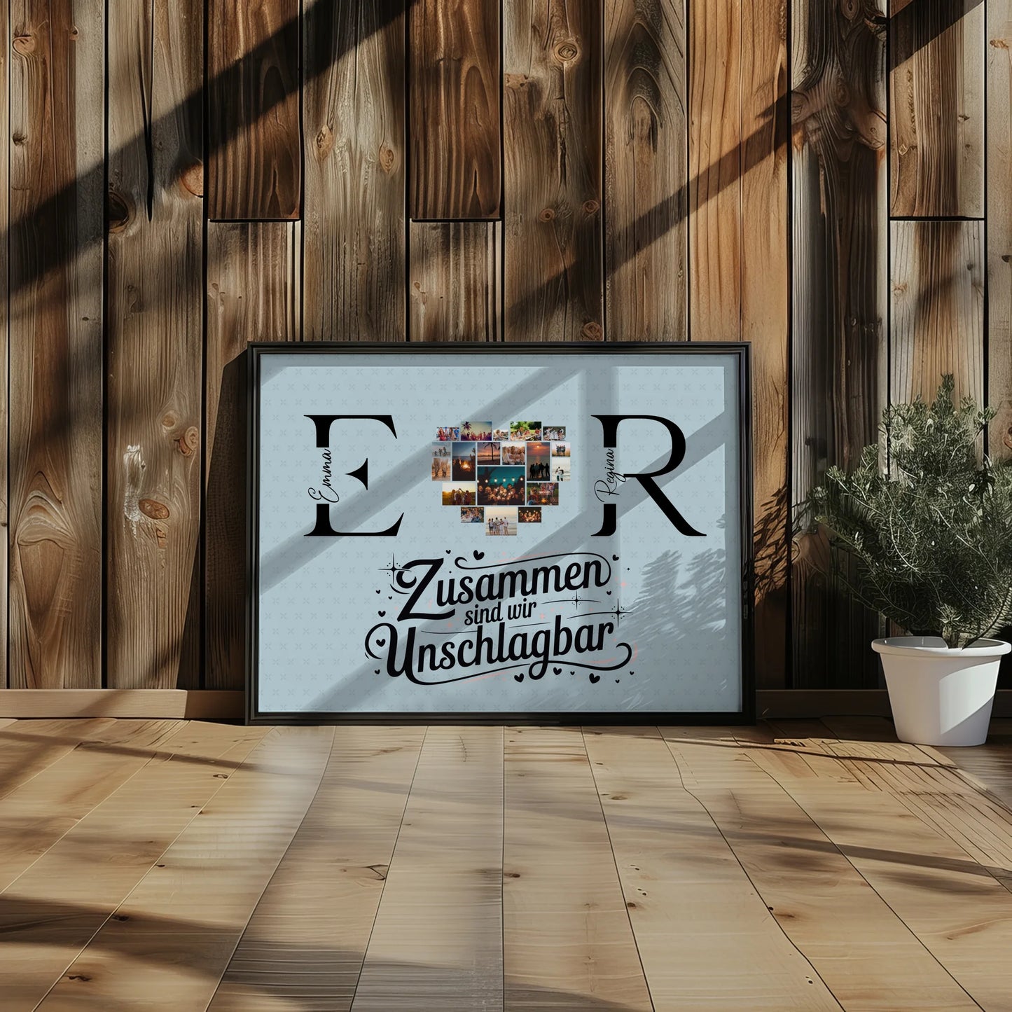 Freundinnen Poster mit Fotos Initialien und Namen Personalisiert