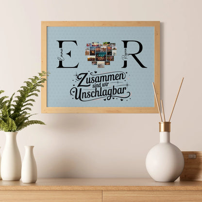 Freundinnen Poster mit Fotos Initialien und Namen Personalisiert