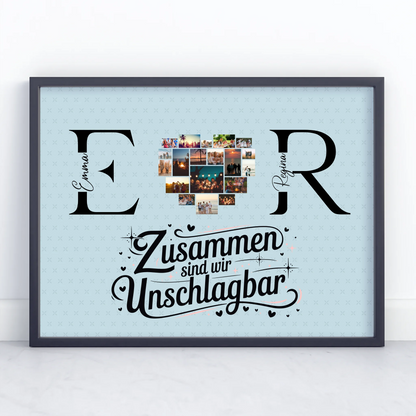 Freundinnen Poster mit Fotos Initialien und Namen Personalisiert