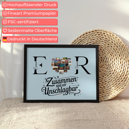 Freundinnen Poster mit Fotos Initialien und Namen Personalisiert