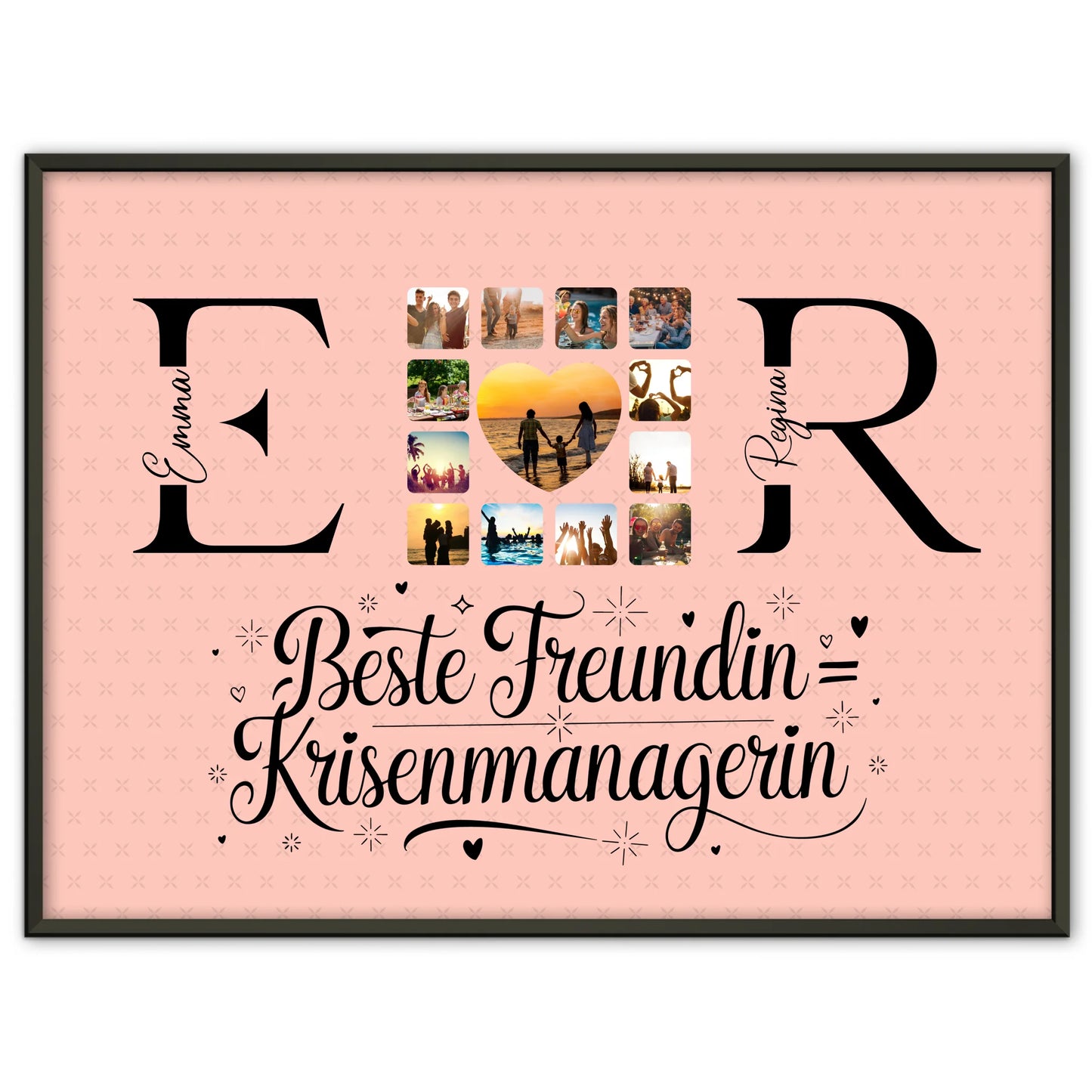 Freundinnen Poster Personalisiert mit Fotos Namen und Initialien Geschenk