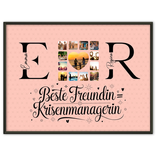 Freundinnen Poster Personalisiert mit Fotos Namen und Initialien Geschenk