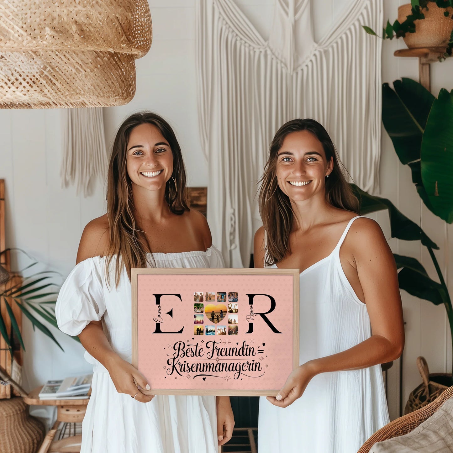 Freundinnen Poster Personalisiert mit Fotos Namen und Initialien Geschenk