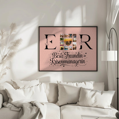 Freundinnen Poster Personalisiert mit Fotos Namen und Initialien Geschenk