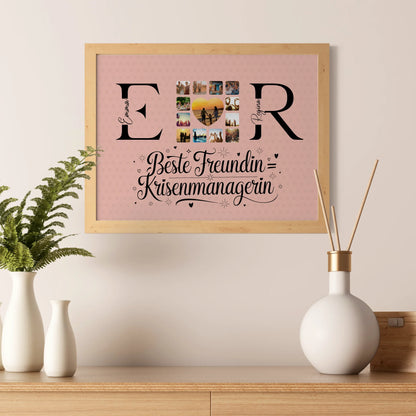 Freundinnen Poster Personalisiert mit Fotos Namen und Initialien Geschenk