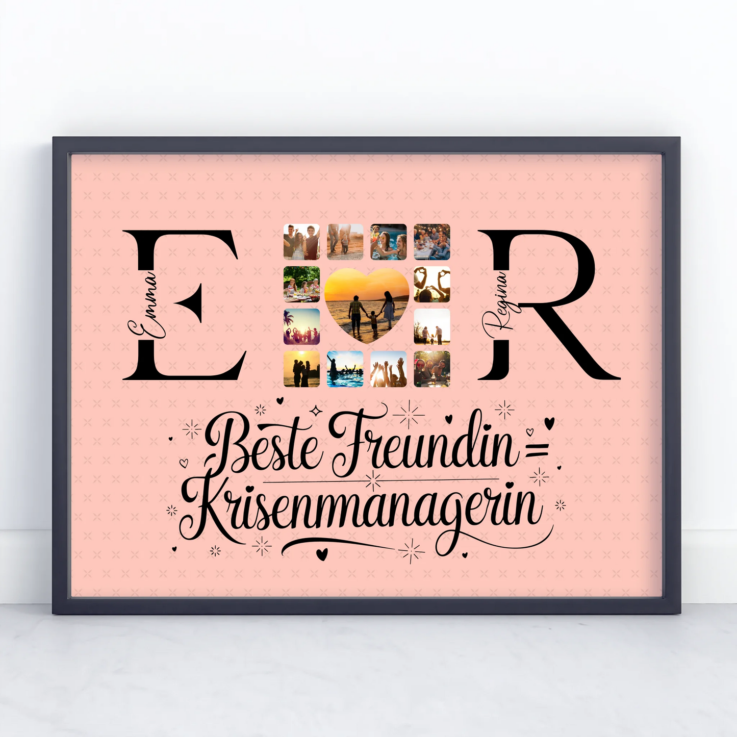 Freundinnen Poster Personalisiert mit Fotos Namen und Initialien Geschenk