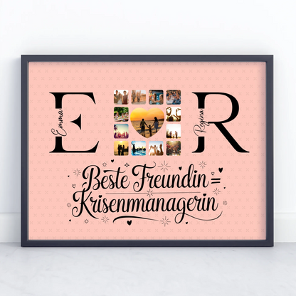 Freundinnen Poster Personalisiert mit Fotos Namen und Initialien Geschenk