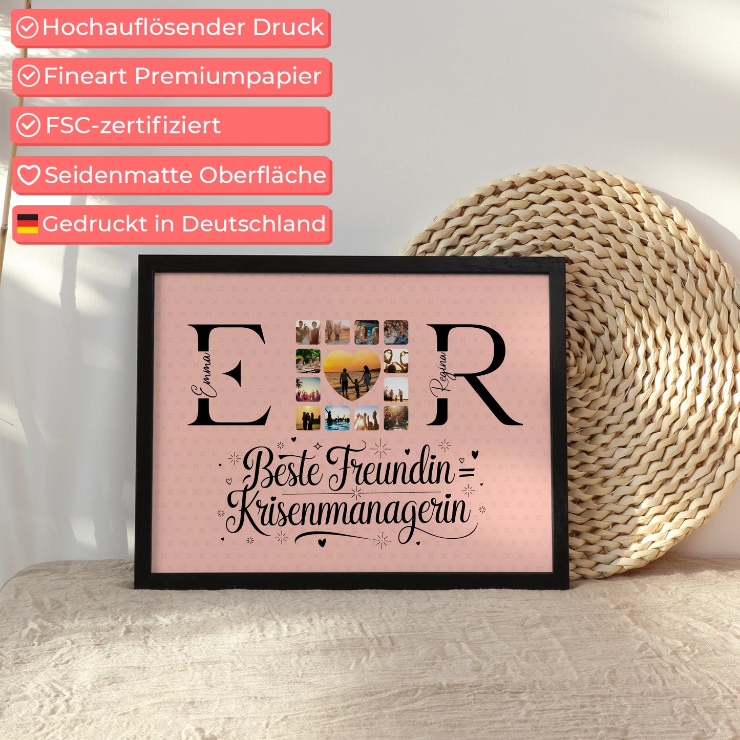 Freundinnen Poster Personalisiert mit Fotos Namen und Initialien Geschenk