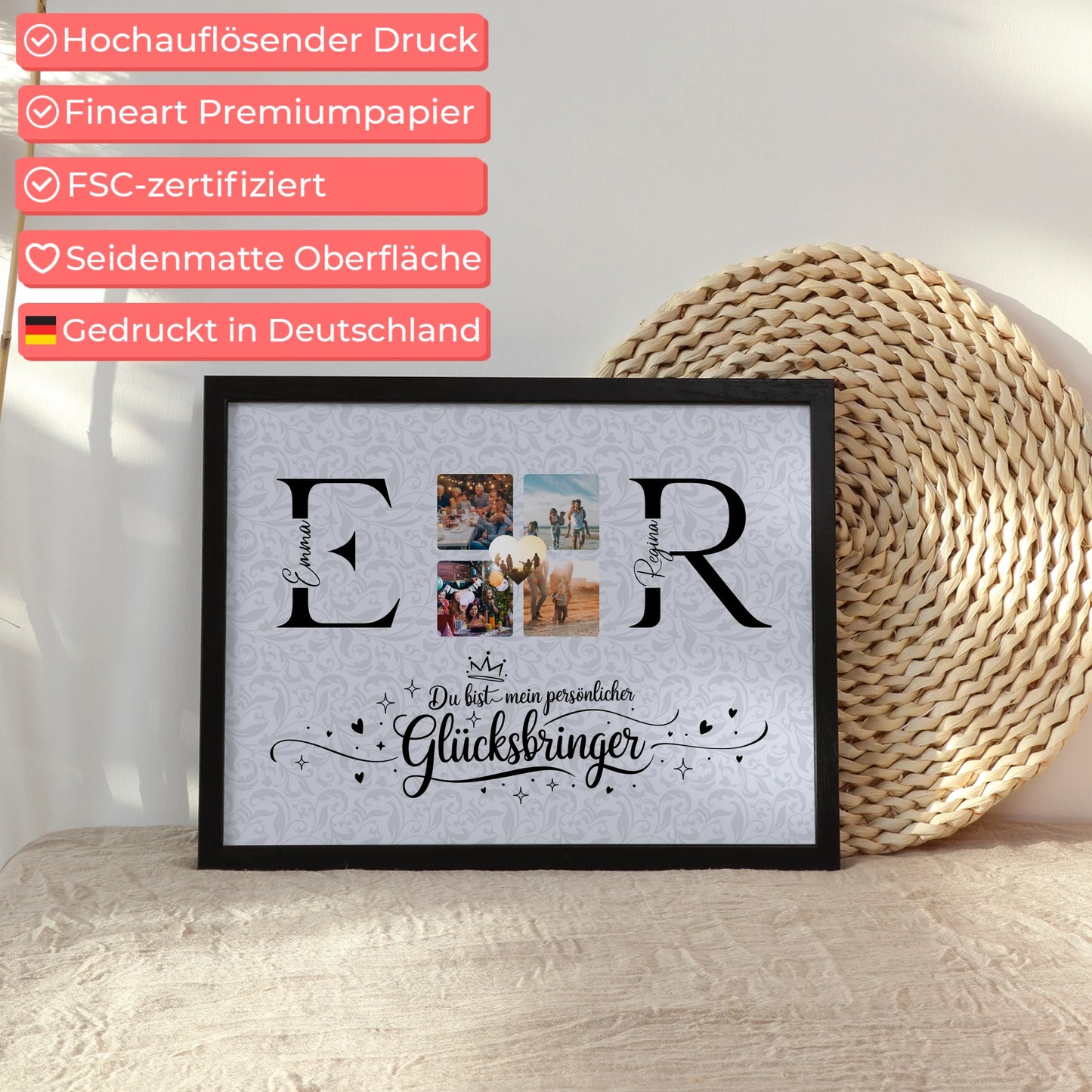 Poster Beste Freundin Selbst Gestalten mit Initialien Namen und Fotos Personalisiert