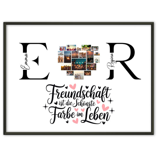 Beste Freundin Poster Gestalten mit Fotos Initialien und Namen Personalisiert