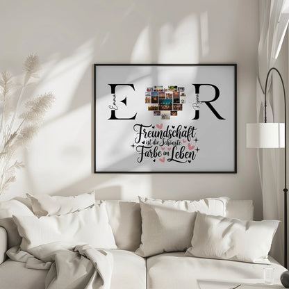 Beste Freundin Poster Gestalten mit Fotos Initialien und Namen Personalisiert