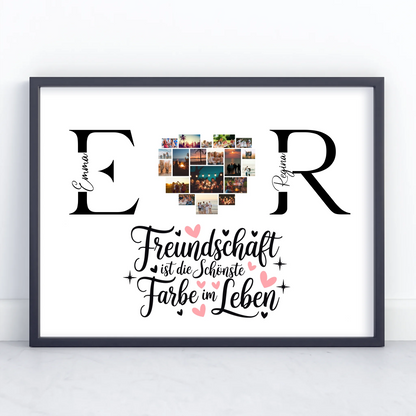 Beste Freundin Poster Gestalten mit Fotos Initialien und Namen Personalisiert