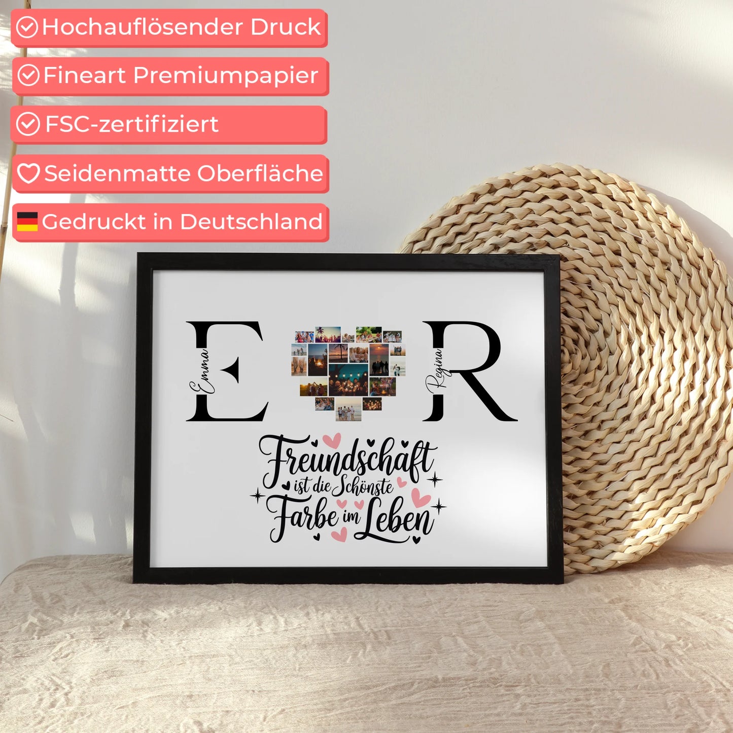 Beste Freundin Poster Gestalten mit Fotos Initialien und Namen Personalisiert