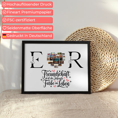 Beste Freundin Poster Gestalten mit Fotos Initialien und Namen Personalisiert