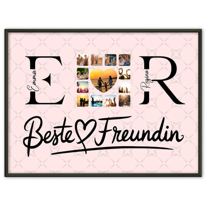 Beste Freundinnen Poster Personalisiert mit Fotos Namen und Initialien Geschenk