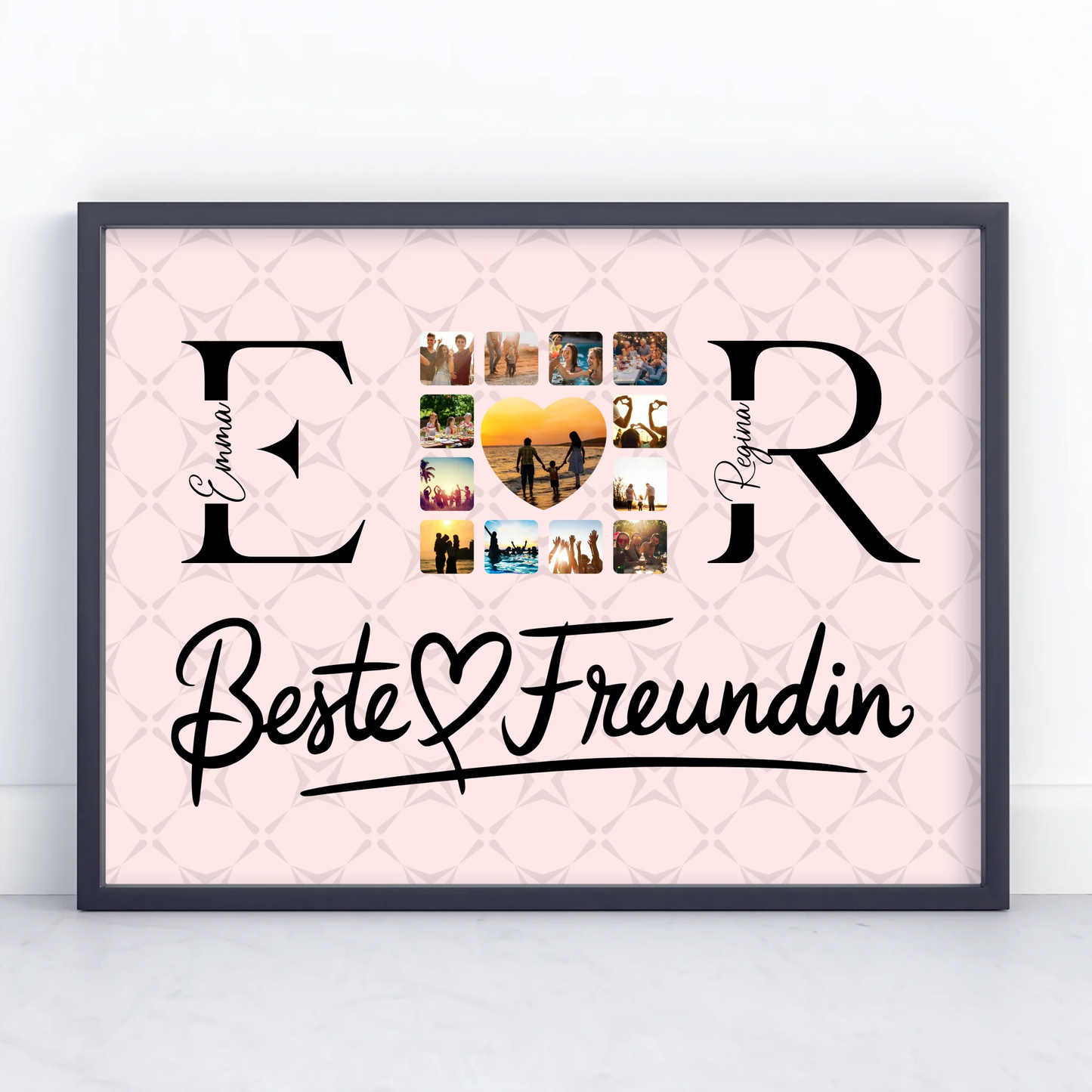 Beste Freundinnen Poster Personalisiert mit Fotos Namen und Initialien Geschenk