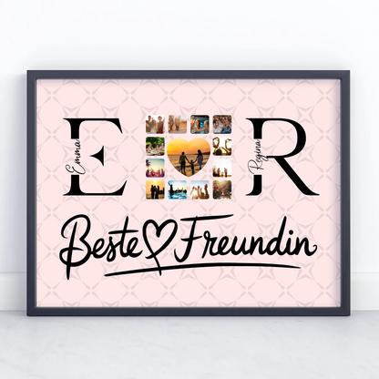 Beste Freundinnen Poster Personalisiert mit Fotos Namen und Initialien Geschenk