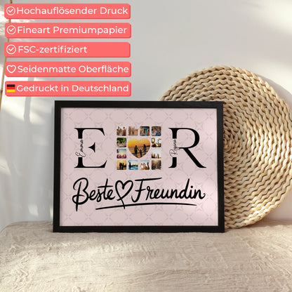 Beste Freundinnen Poster Personalisiert mit Fotos Namen und Initialien Geschenk