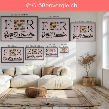 Beste Freundinnen Poster Personalisiert mit Fotos Namen und Initialien Geschenk