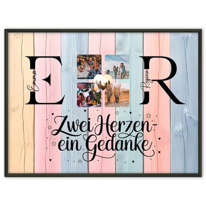 Beste Freundin Poster Gestalten mit Initialien Namen und Fotos Personalisiert