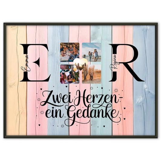 Beste Freundin Poster Gestalten mit Initialien Namen und Fotos Personalisiert