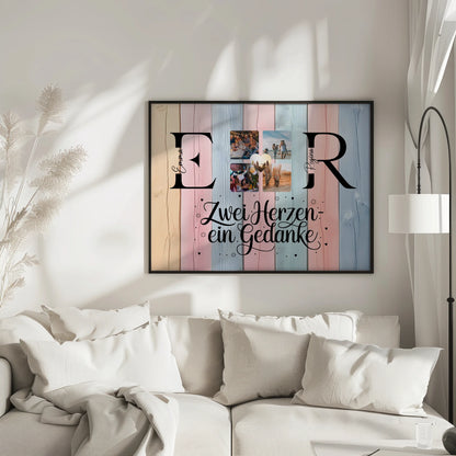 Beste Freundin Poster Gestalten mit Initialien Namen und Fotos Personalisiert