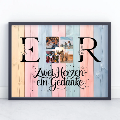 Beste Freundin Poster Gestalten mit Initialien Namen und Fotos Personalisiert