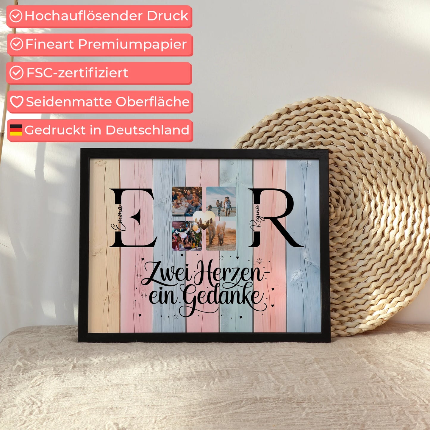 Beste Freundin Poster Gestalten mit Initialien Namen und Fotos Personalisiert