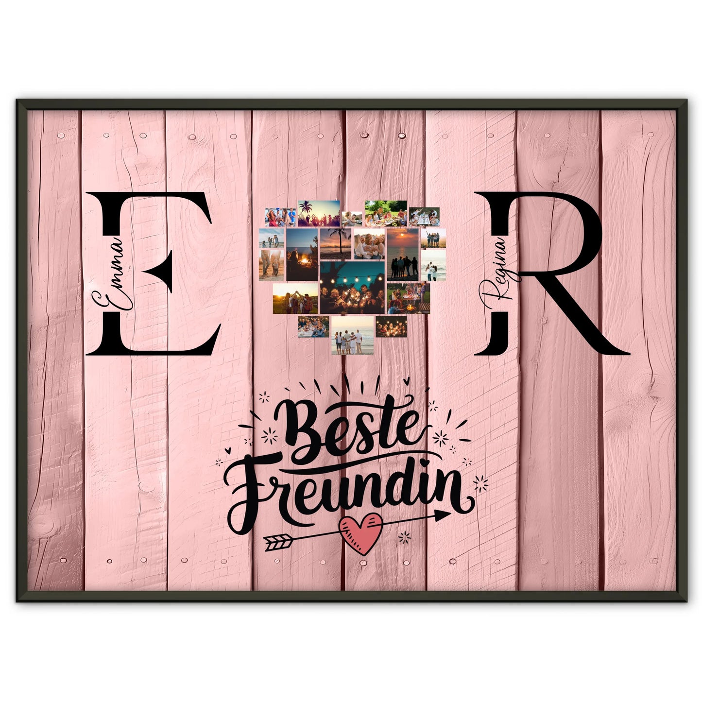 Poster Beste Freundin Personalisiert mit Fotos Initialien und Namen Geschenk
