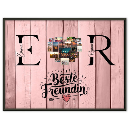 Poster Beste Freundin Personalisiert mit Fotos Initialien und Namen Geschenk