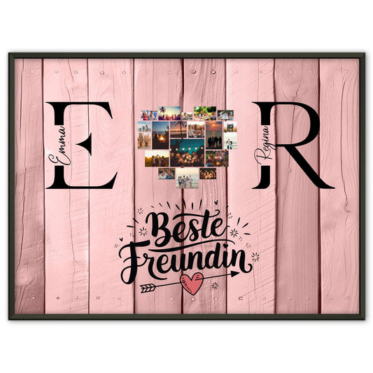 Poster Beste Freundin Personalisiert mit Fotos Initialien und Namen Geschenk