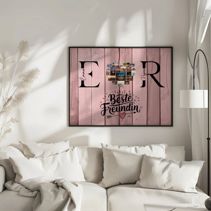 Poster Beste Freundin Personalisiert mit Fotos Initialien und Namen Geschenk