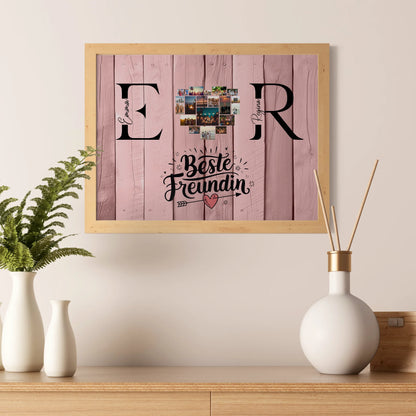 Poster Beste Freundin Personalisiert mit Fotos Initialien und Namen Geschenk
