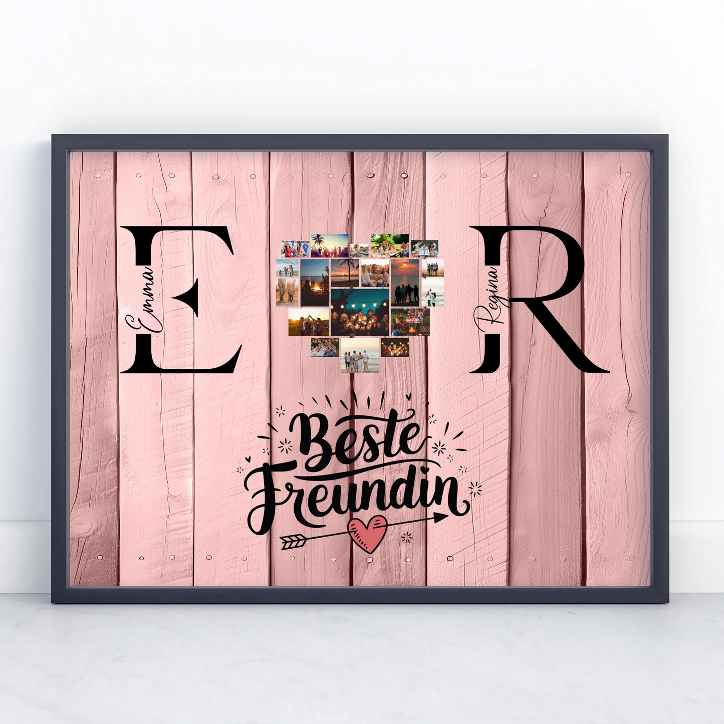 Poster Beste Freundin Personalisiert mit Fotos Initialien und Namen Geschenk