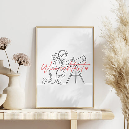 Lineart Poster Personalisiert Astronomie Geschenk Tochter & Schwester für Astronom Astronomin astronomy