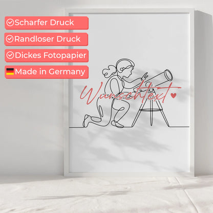 Lineart Poster Personalisiert Astronomie Geschenk Tochter & Schwester für Astronom Astronomin astronomy