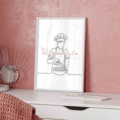 Lineart Poster Bäcker Geschenk Tochter & Schwester für Bäcker Bäckerin Baker