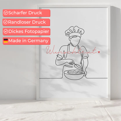 Lineart Poster Bäcker Geschenk Tochter & Schwester für Bäcker Bäckerin Baker